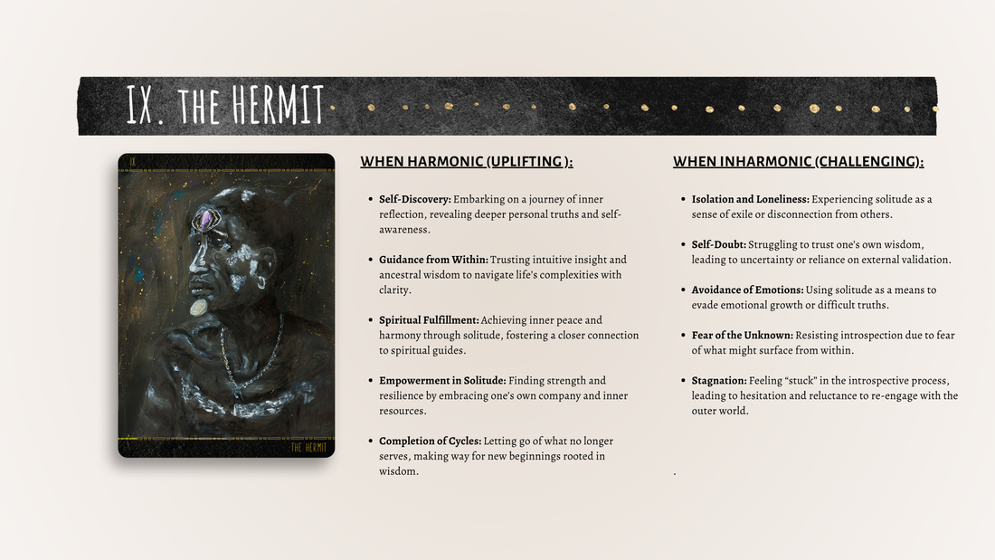 The Hermit Tarot Card from Dust II Onyx with interpretation and meanings