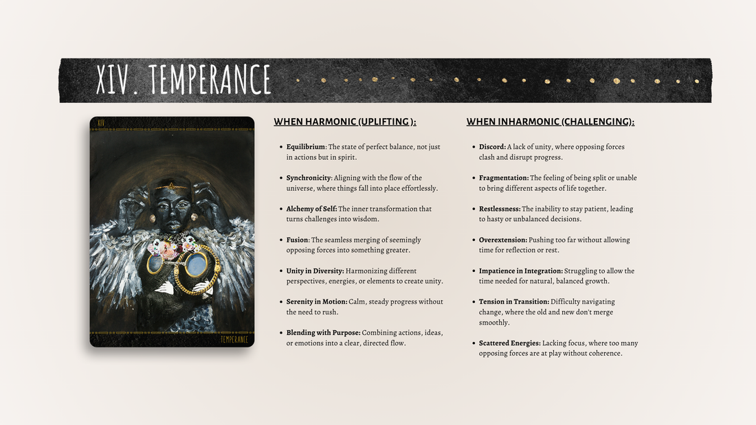 Temperance card and meanings from Dust II Onyx Tarot